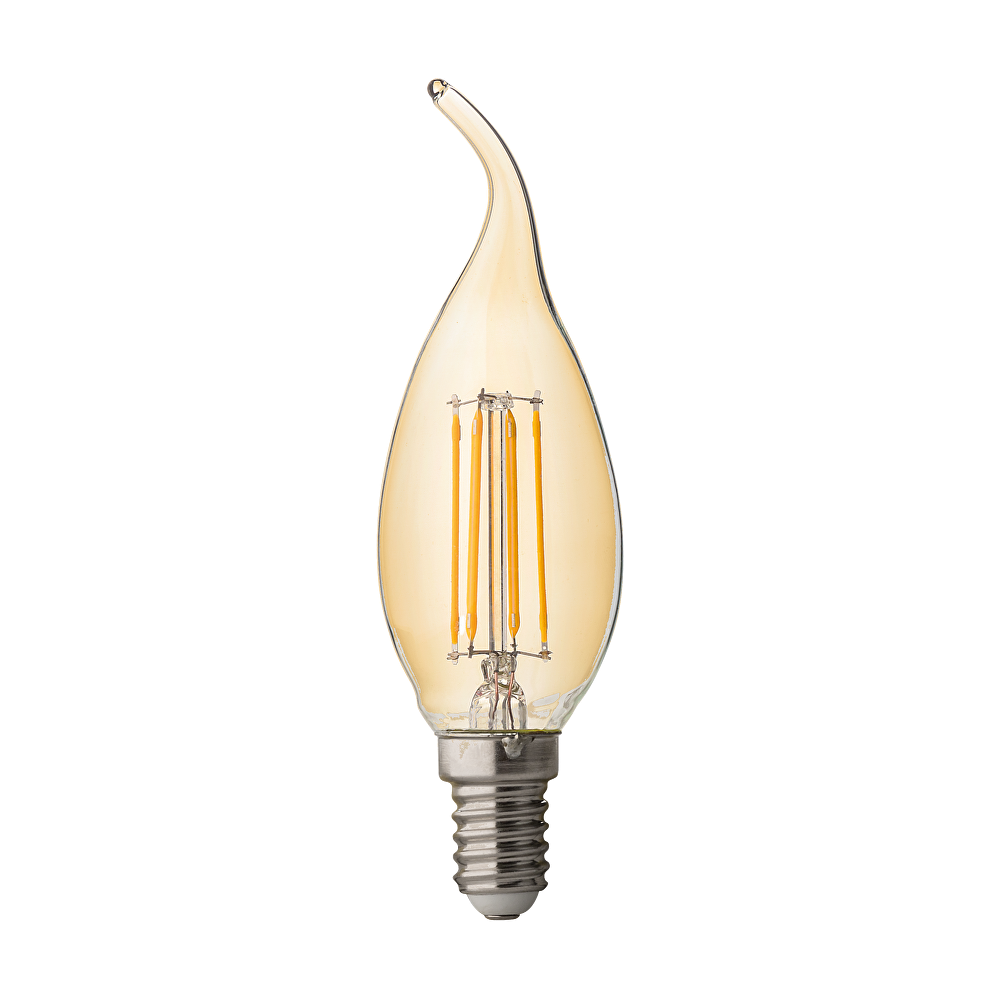 LED ДИМИРАЩ FILAMENT ПЛАМЪК 4W, E14, 2500K, 220V AC, АМБЪР