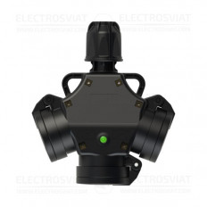 ТРОЕН КУПЛУНГ СЪС ЗАЩИТА И LED ИНДИКАЦИЯ, 16A, 230VAC, IP44, ЧЕРЕН, СЕРИЯ TOP TAURUS2