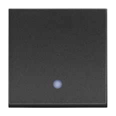 БУТОН С LED ИНДИКАЦИЯ, 2 МОДУЛА, ЧЕРЕН, СЕРИЯ CLASSIA