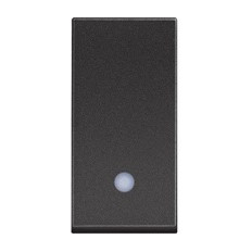 БУТОН С LED ИНДИКАЦИЯ, 1 МОДУЛ, ЧЕРЕН, СЕРИЯ CLASSIA