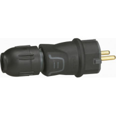 Щепсел черен 2P+Т 16A ІР44 250V гумиран с щуцер и за кабел 3х2,5мм2 Legrand