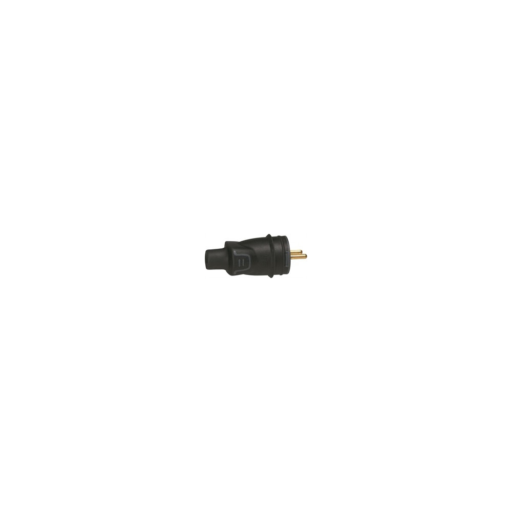 Щепсел френски черен 2P+Т 16A ІР44 250V гумиран Legrand /10бр/ Legrand