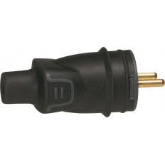 Щепсел френски черен 2P+Т 16A ІР44 250V гумиран Legrand /10бр/ Legrand