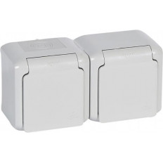 Контакт шуко ДВОЕН IP44 открит монтаж цвят Сив Forix Legrand