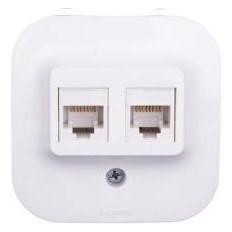 РОЗЕТКА 2ХRJ45 CAT.5E, IP21, ОТКРИТ МОНТАЖ, ЦВЯТ БЯЛ, СЕРИЯ FORIX