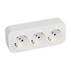 КОНТАКТ ШУКО ТРОЕН, IP21, ОТКРИТ МОНТАЖ, ЦВЯТ БЯЛ, СЕРИЯ FORIX