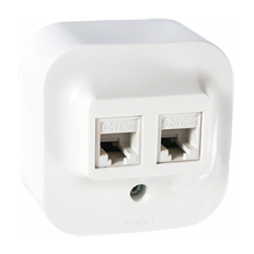 РОЗЕТКА RJ11+RJ45 CAT.5E, IP21, ОТКРИТ МОНТАЖ, ЦВЯТ БЯЛ, СЕРИЯ FORIX