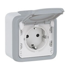 Контакт шуко открит монтаж 16A IP55 цвят Сив Plexo Legrand
