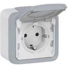 Контакт шуко открит монтаж 16A IP55 цвят Сив Plexo Legrand