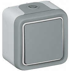 Бутон IP55 открит монтаж цвят Сив Plexo Legrand