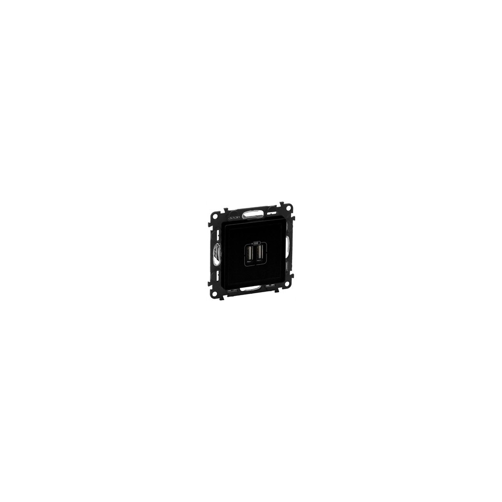Розетка 2хUSB за зареждане тип A 2.4A 12W цвят Черен Valena Life Legrand