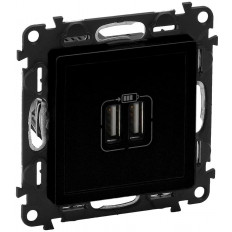 Розетка 2хUSB за зареждане тип A 2.4A 12W цвят Черен Valena Life Legrand