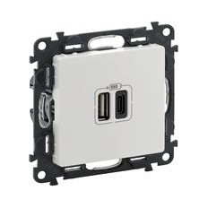 Розетка 2хUSB за зареждане тип A+C 3A 15W цвят Бял Valena Life Legrand