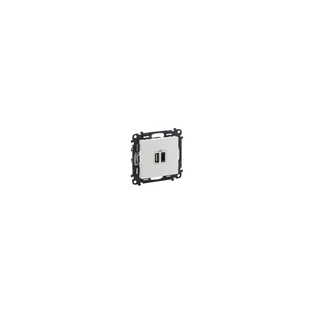 Розетка 2хUSB за зареждане тип A+C 3A 15W цвят Бял Valena Life Legrand