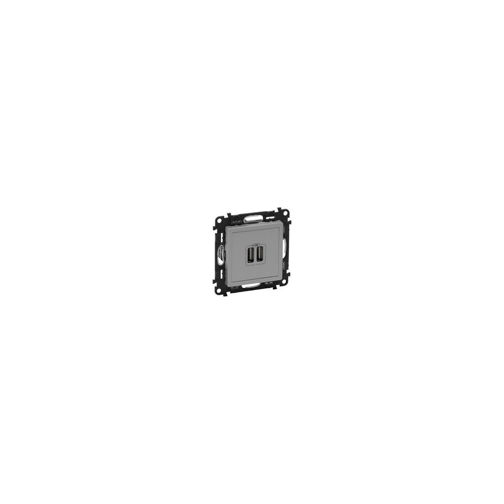 Розетка 2хUSB за зареждане тип A 2.4A 12W цвят Aлуминий Valena Life Legrand