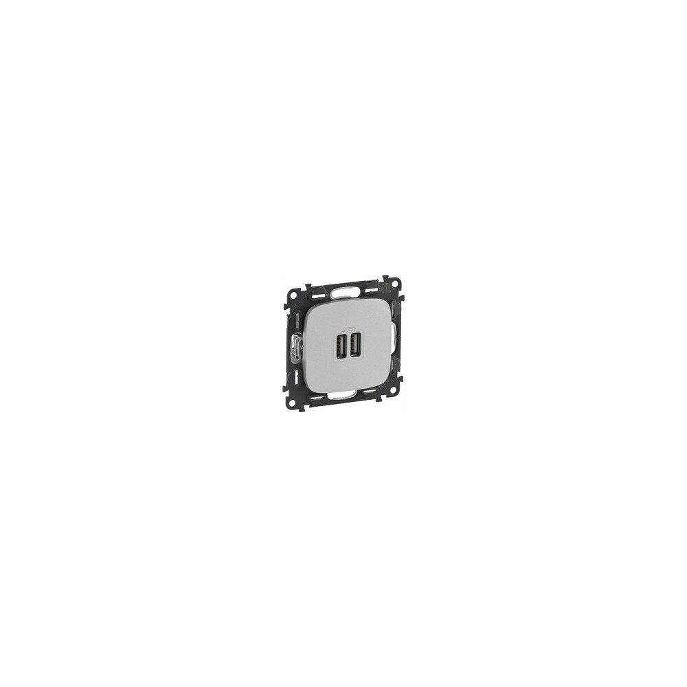 Розетка 2хUSB за зареждане тип A 2.4A 12W цвят Алуминий Valena Allure (комплект с механизъм) Legrand