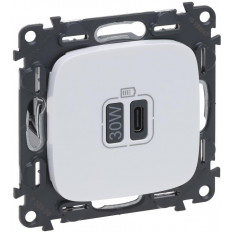Розетка USB за зареждане тип C Power Delivery 30W цвят Бял Valena Allure (комплект с механизъм) Legrand
