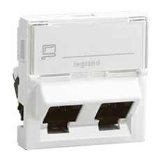 Розетка 2хRJ45 FTP cat.6 2 мод. 45 излаз цвят бял Mosaic Legrand