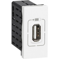 Розетка USB за зареждане тип А 1.1A 5.5W 1 мод. цвят Бял Mosaic Legrand