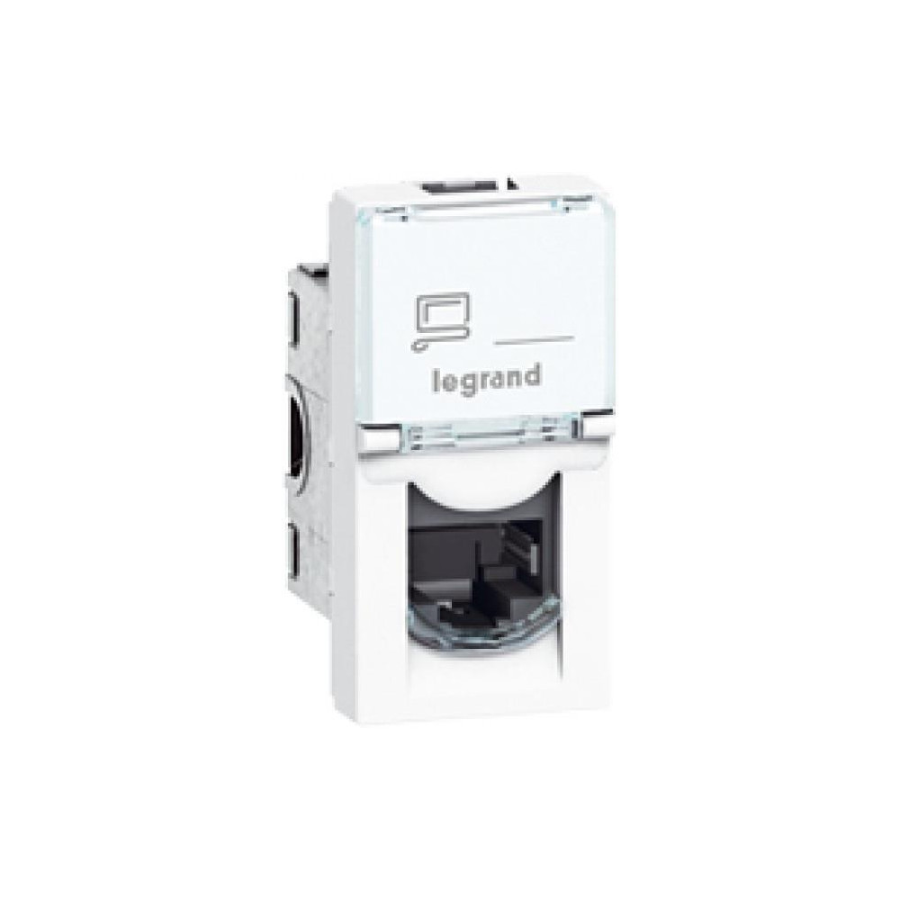 Розетка RJ45 cat.6 UTP 1 мод. цвят бял Mosaic Legrand