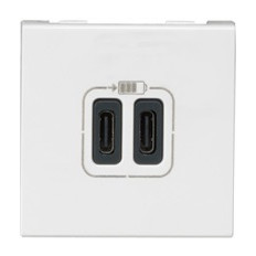 Розетка 2хUSB за зареждане тип C 3A 15W 2 мод. цвят Бял Mosaic Legrand