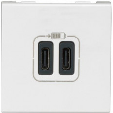 Розетка 2хUSB за зареждане тип C 3A 15W 2 мод. цвят Бял Mosaic Legrand