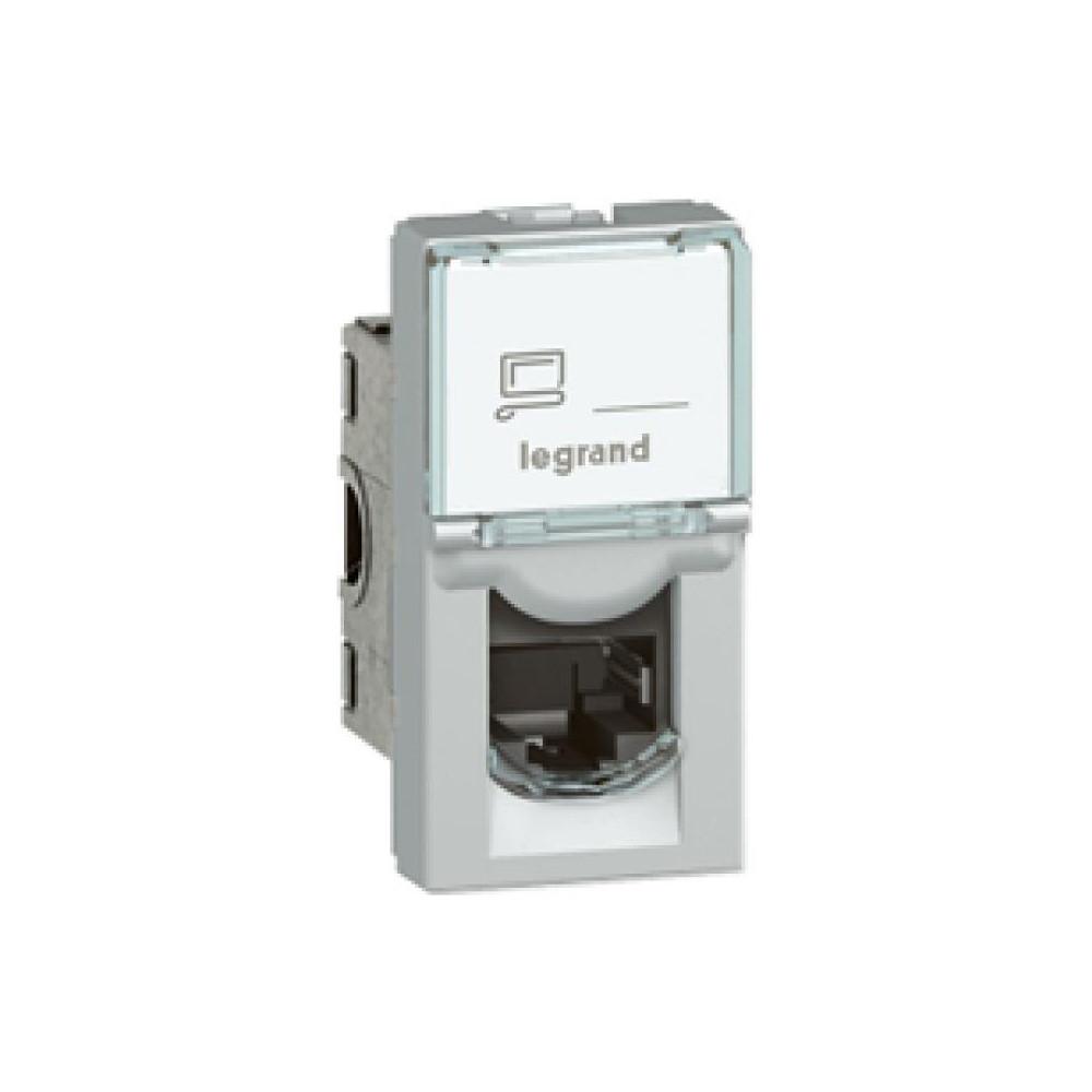 Розетка RJ45 cat.6 FTP 1 мод. цвят алуминий Mosaic Legrand