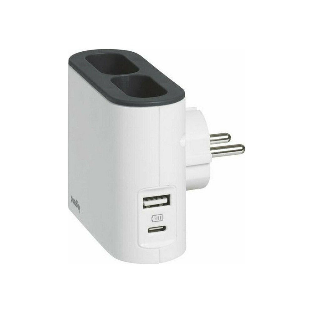 Адаптер за контакт плосък 2х Евро контакт 6A и USB A+C NEW Legrand