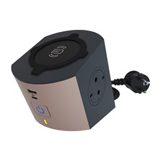 Разклонител кафяв 2x2P+E с кабел 2 метра с безжично зарядно 10W и USB A+C 3A 15W Corner NEW Legrand
