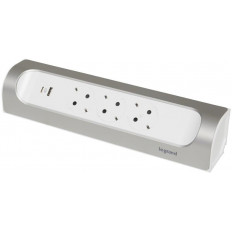 Разклонител ъглов сив 3x2P+E без кабел с USB A+C 3A 15W Corner NEW Legrand