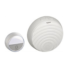 Безжичен звънец Comfort бял 220V в комплект с бутон 100 метра IP44, 15 мелодии Legrand
