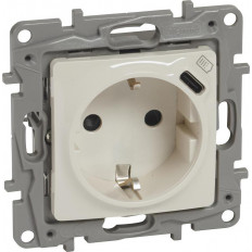 КОНТАКТ ШУКО 16A + USB ТИП C, ЦВЯТ КРЕМ, СЕРИЯ NILOE
