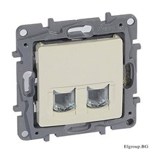 РОЗЕТКА 2XRJ45 UTP CAT.6, ЦВЯТ КРЕМ, СЕРИЯ NILOE