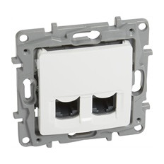 РОЗЕТКА 2XRJ45 UTP CAT.6, ЦВЯТ БЯЛ, СЕРИЯ NILOE