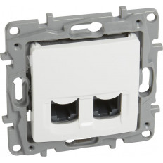 РОЗЕТКА 2XRJ45 UTP CAT.6, ЦВЯТ БЯЛ, СЕРИЯ NILOE