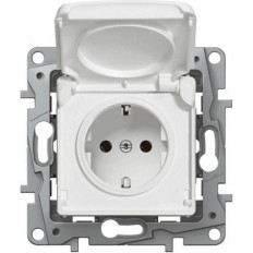 КОНТАКТ ШУКО 16A, ВЛАГОЗАЩИТЕН IP44 + ДЕТСКА ЗАЩИТА, ЦВЯТ БЯЛ, СЕРИЯ NILOE