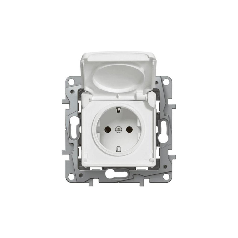 КОНТАКТ ШУКО 16A, ВЛАГОЗАЩИТЕН IP44 + ДЕТСКА ЗАЩИТА, ЦВЯТ БЯЛ, СЕРИЯ NILOE