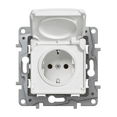 КОНТАКТ ШУКО 16A, ВЛАГОЗАЩИТЕН IP44 + ДЕТСКА ЗАЩИТА, ЦВЯТ БЯЛ, СЕРИЯ NILOE