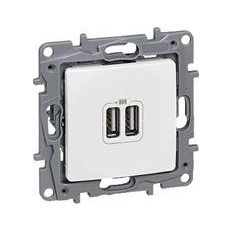 РОЗЕТКА 2ХUSB ЗА ЗАРЕЖДАНЕ ТИП А 5V 3A 12W, ЦВЯТ БЯЛ, СЕРИЯ NILOE