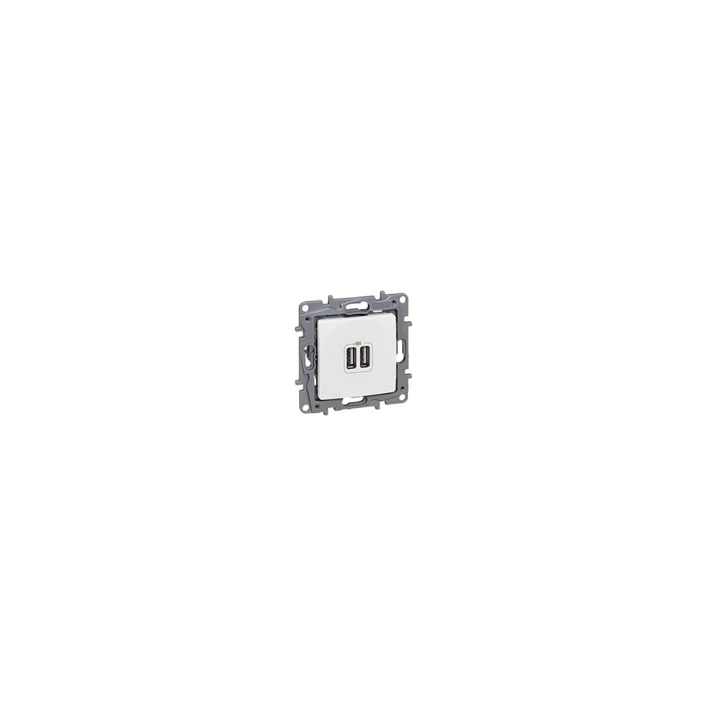 РОЗЕТКА 2ХUSB ЗА ЗАРЕЖДАНЕ ТИП А 5V 3A 12W, ЦВЯТ БЯЛ, СЕРИЯ NILOE