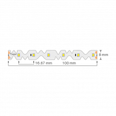 LED ЛЕНТА SMD2835, 9.6W/M ТОПЛО БЯЛА, 24V DC, 60LEDS/M, 5M, НЕВОДОУСТОЙЧИВА