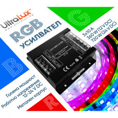 УСИЛВАТЕЛ ЗА RGB LED ЛЕНТА 3X10A, 360W (12V DC), 12-24V DC