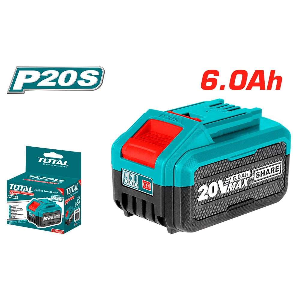 Акумулаторна батерия TOTAL Industrial, Li-Ion, 20 V, 6.0 Ah Акумулаторна батерия TOTAL Industrial, Li-Ion, 20 V, 6.0 Ah
