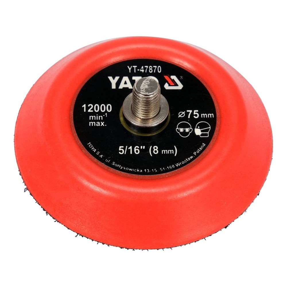 Подложка за фибър диск YATO, Ø 75 mm, 5/16"(8 mm) Подложка за фибър диск YATO, Ø 75 mm, 5/16"(8 mm)