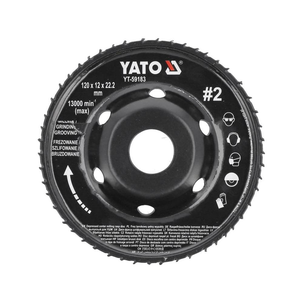 Диск за ъглошлайф, рашпила, изпъкнал, YATO, N2, Ø 120 x 12 x 22.2 mm Диск за ъглошлайф, рашпила, изпъкнал, YATO, N2, Ø 120 x 12 x 22.2 mm