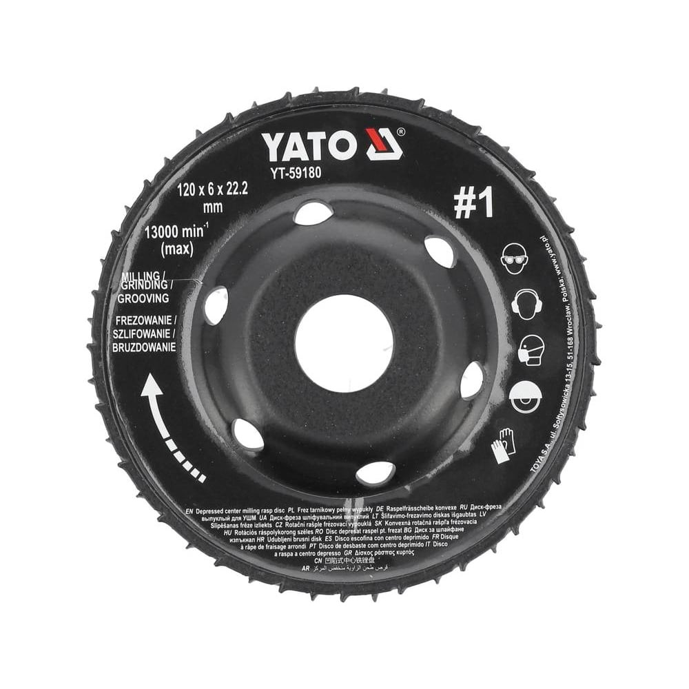 Диск за ъглошлайф, рашпила, изпъкнал, YATO, N1, Ø 120 x 6 x 22.2 mm Диск за ъглошлайф, рашпила, изпъкнал, YATO, N1, Ø 120 x 6 x 22.2 mm
