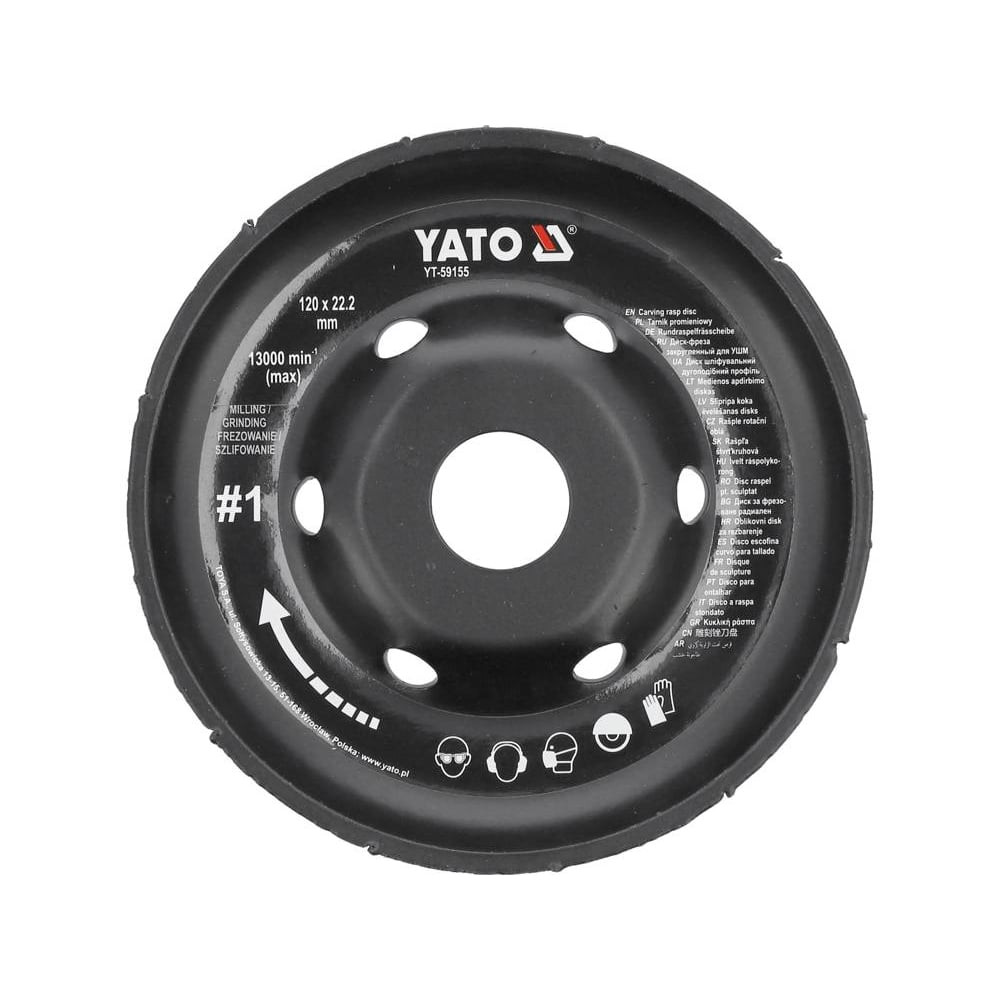 Диск за шлайфане, рашпила, изпъкнал, YATO, N1, Ø 120 x 22.2 mm Диск за шлайфане, рашпила, изпъкнал, YATO, N1, Ø 120 x 22.2 mm