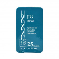 Комплект свредла, HSS-R, 25 броя, ф 1 - ф 13