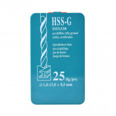 Комплект свредла, HSS-G, 25 броя, ф 1 - ф 13