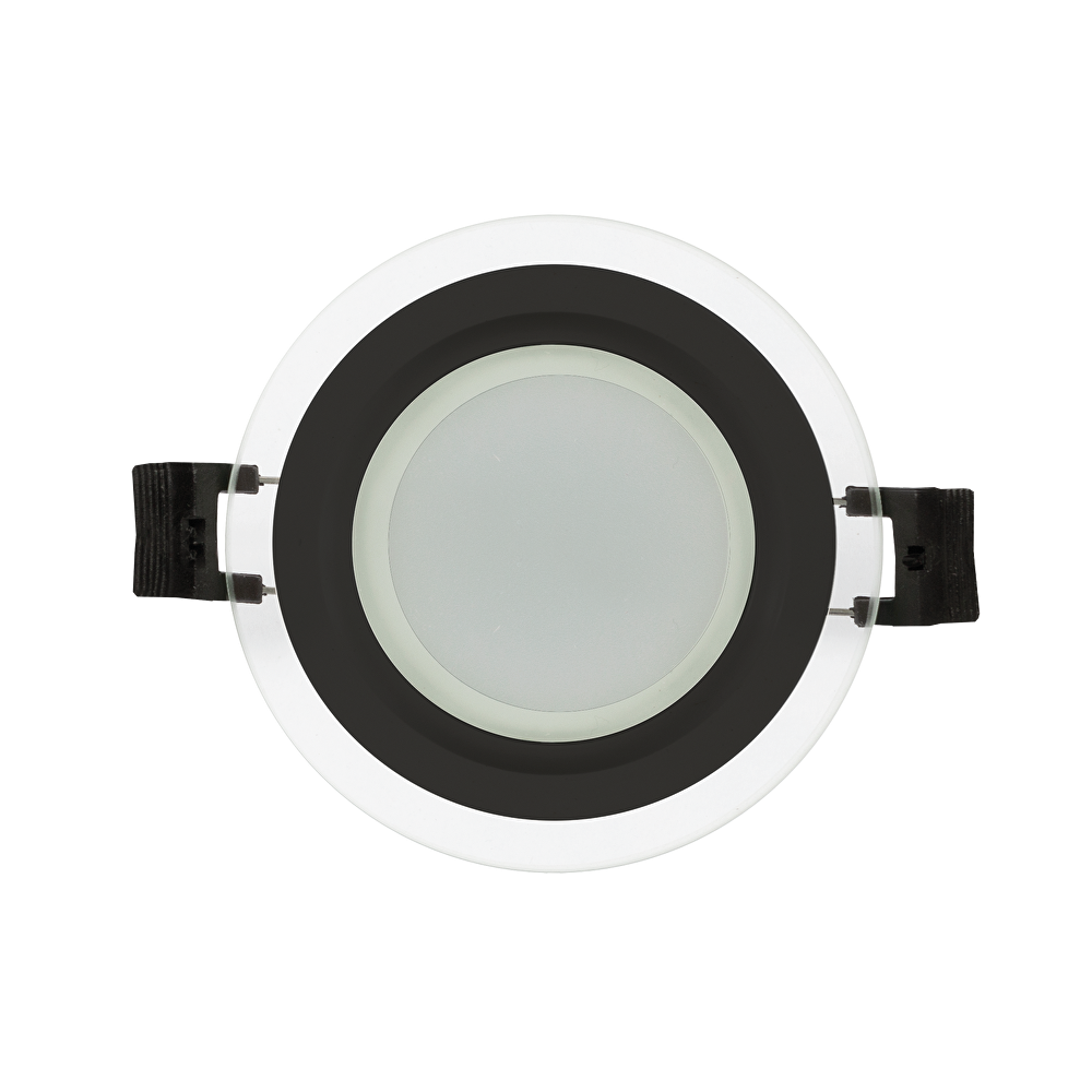 LED СТЪКЛЕН ПАНЕЛ ЗА ВГРАЖДАНЕ, КРЪГ, 6W, 4200K, 220-240V AC, IP44, ЧЕРЕН РИНГ